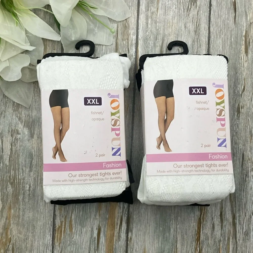 Lace and Opaque Tights Pantyhose 2, 2-Packs Size XXL